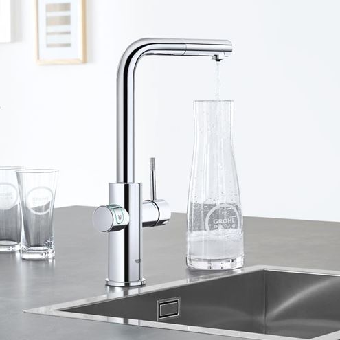 GROHE BLUE HOME dřezová elektronická baterie, s vytahovací koncovkou, s filtračním a chladícím zařízením, Bluetooth, napájení ze sítě, chrom 31539000 Obrázek - fotka