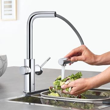 GROHE BLUE HOME dřezová elektronická baterie, s vytahovací koncovkou, s filtračním a chladícím zařízením, Bluetooth, napájení ze sítě, chrom 31539000 Obrázek - fotka