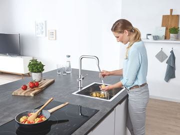 GROHE BLUE HOME dřezová elektronická baterie, s vytahovací koncovkou, s filtračním a chladícím zařízením, Bluetooth, napájení ze sítě, chrom 31543000 Obrázek - fotka
