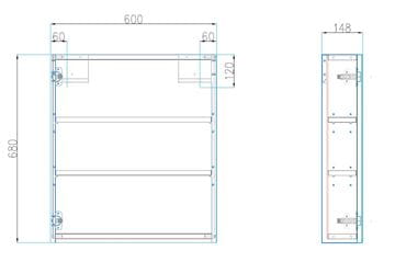 CONCEPT 150 zrcadlová skříňka 60x68x12,7 cm, panty vlevo, MDF, cafe 808433 Technický nákres