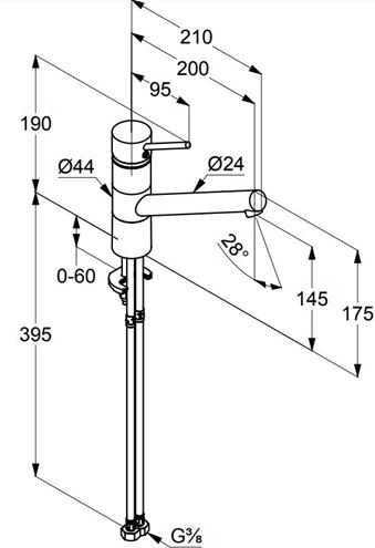 KLUDI SCOPE dřezová baterie, chrom 339300575 Technický nákres