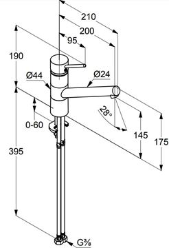 KLUDI SCOPE dřezová baterie, chrom 339300575 Technický nákres