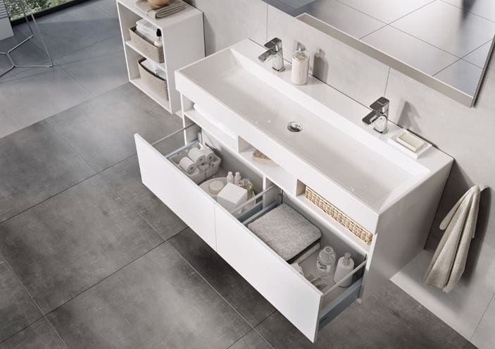 RAVAK NATURAL DUO umyvadlo 120 cm, se 2 otvory pro baterie, bez přepadu, litý mramor XJO01212000 Obrázek - fotka