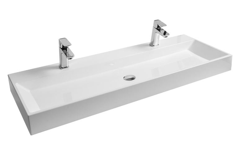 RAVAK NATURAL DUO umyvadlo 120 cm, se 2 otvory pro baterie, bez přepadu, litý mramor XJO01212000 Obrázek - Hlavní obrázek