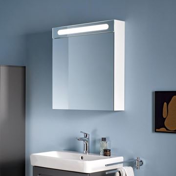 DURAVIT DURASTYLE BASIC zrcadlová skříňka 60x70x14,8 cm, osvětlení, s vypínačem a el. zásuvkou, panty vlevo, matná bílá N17920L00000000 Obrázek - fotka