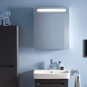 DURAVIT DURASTYLE BASIC zrcadlová skříňka 60x70x14,8 cm, osvětlení, s vypínačem a el. zásuvkou, panty vlevo, matná bílá N17920L00000000 Obrázek - fotka