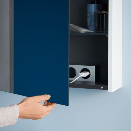 DURAVIT DURASTYLE BASIC zrcadlová skříňka 60x70x14,8 cm, osvětlení, s vypínačem a el. zásuvkou, panty vlevo, matná bílá N17920L00000000 Obrázek - fotka
