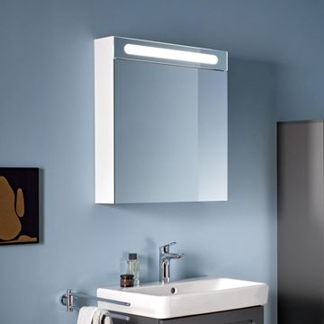 DURAVIT DURASTYLE BASIC zrcadlová skříňka 60x70x14,8 cm, osvětlení, s vypínačem a el. zásuvkou, panty vpravo, matná bílá N17920R00000000 Obrázek - fotka
