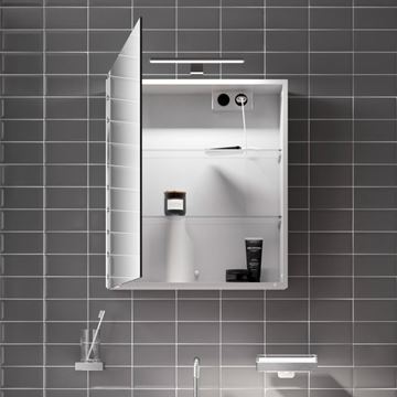 EMCO MEE zrcadlová skříňka 60x74,6x15,3 cm, osvětlení, s vypínačem a el. zásuvkou, hliník, stříbrná 949805049 Obrázek - fotka