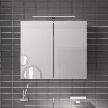 EMCO MEE zrcadlová skříňka 80x74,6x15,3 cm, osvětlení, s vypínačem a el. zásuvkou, hliník, stříbrná 949805051 Obrázek - fotka