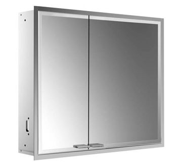 EMCO PRESTIGE 2 zrcadlová skříňka vestavná 81,4x66,6x17,7 cm, osvětlení s regulací stmívání a teploty světla, s vypínačem a el. zásuvkou, hliník, stříbrná