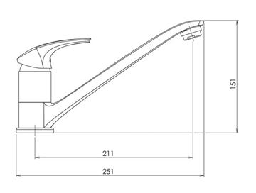 NOVASERVIS METALIA ECO+ dřezová baterie, chrom 57091,0E Technický nákres