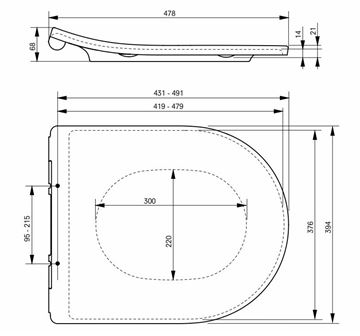 TOTO RP závěsné WC, se SoftClose sedátkem, Rimless splachování CW552RY+TC514G Technický nákres