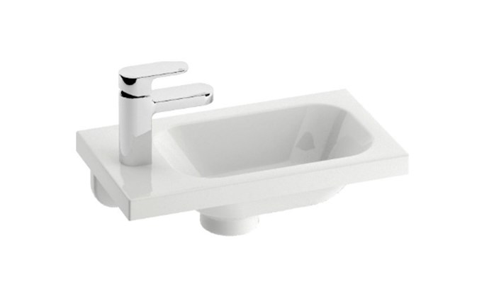 RAVAK CHROME umývátko 40 cm, s otvorem pro baterii vlevo, bez přepadu, litý mramor XJGL1100000 Obrázek - Hlavní obrázek