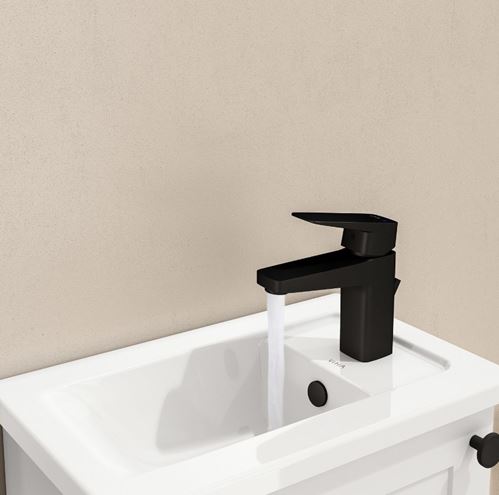 VITRA ROOT SQUARE umyvadlová stojánková baterie, s odtokovou soupravou, matná černá A4273536EXP Obrázek - fotka