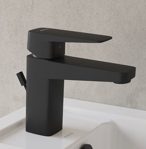 VITRA ROOT SQUARE umyvadlová stojánková baterie, s odtokovou soupravou, matná černá A4273536EXP Obrázek - fotka