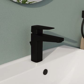 VITRA ROOT SQUARE umyvadlová stojánková baterie, s odtokovou soupravou, matná černá A4273436EXP Obrázek - fotka