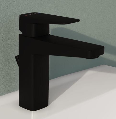 VITRA ROOT SQUARE umyvadlová stojánková baterie, s odtokovou soupravou, matná černá A4273436EXP Obrázek - fotka