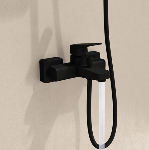 VITRA ROOT SQUARE vanová nástěnná baterie, s přepínačem, matná černá A4273736EXP Obrázek - fotka