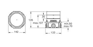 VITRA ROOT SQUARE podomítkové těleso G 1/2 A42806 Technický nákres