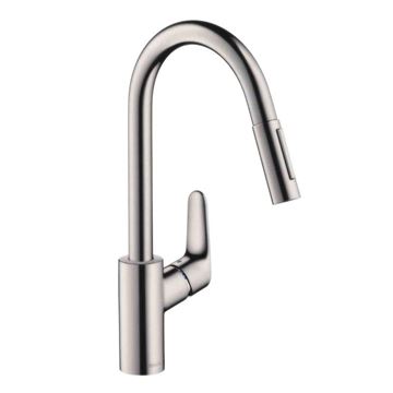 HANSGROHE FOCUS M41 dřezová baterie, s vytahovací sprškou, nerez