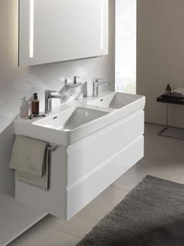 LAUFEN PRO S dvojumyvadlo 130 cm, se 2 otvory pro baterie a přepadem, LCC H8149684001041 Obrázek - fotka
