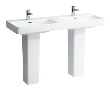 LAUFEN PRO S dvojumyvadlo 130 cm, se 2 otvory pro baterie a přepadem, LCC H8149684001041 Obrázek - fotka