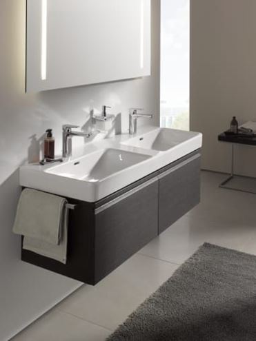 LAUFEN PRO S dvojumyvadlo 130 cm, se 2 otvory pro baterie a přepadem H8149680001041 Obrázek - fotka