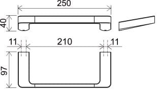 RAVAK 10° TD 300 držák ručníku 250 mm, chrom X07P324 Technický nákres