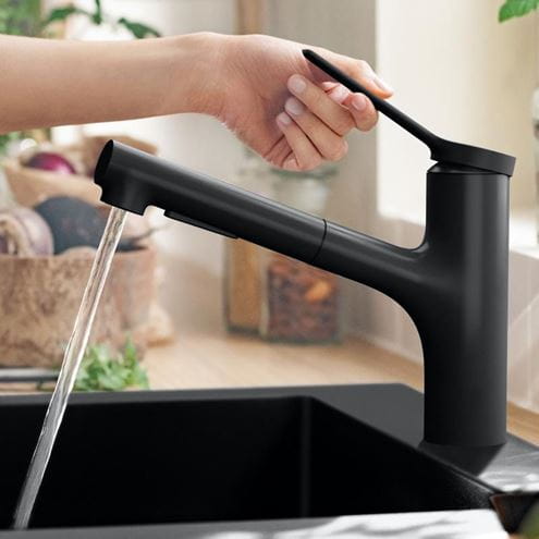 HANSGROHE ZESIS M33 dřezová baterie, s vytahovací sprškou, sBox lite, matná černá 74803670 Obrázek - fotka