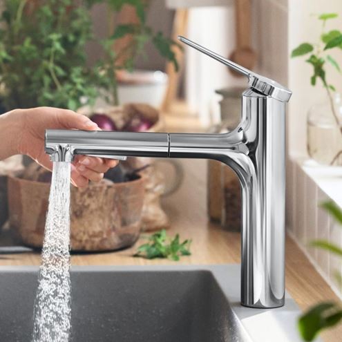 HANSGROHE ZESIS M33 dřezová baterie, s vytahovací sprškou, sBox lite, chrom 74804000 Obrázek - fotka
