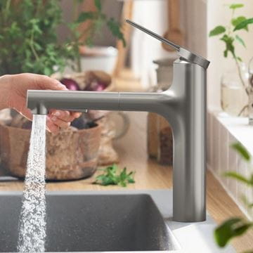 HANSGROHE ZESIS M33 dřezová baterie, s vytahovací sprškou, sBox lite, nerez 74804800 Obrázek - fotka