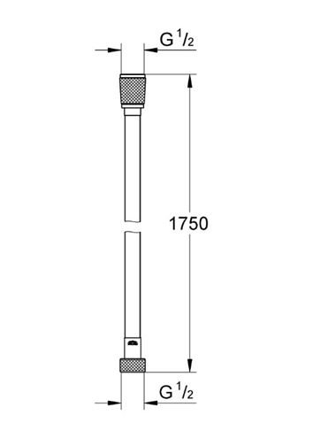 GROHE SILVERFLEX sprchová hadice 1750 mm, hladká, TwistStop, AntiFold, plast, cool sunrise 28388GL0 Technický nákres