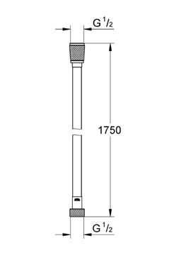 GROHE SILVERFLEX sprchová hadice 1750 mm, hladká, TwistStop, AntiFold, plast, cool sunrise 28388GL0 Technický nákres