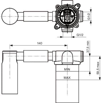 IDEAL STANDARD podomítkové telěso DN15 A4265NU Technický nákres