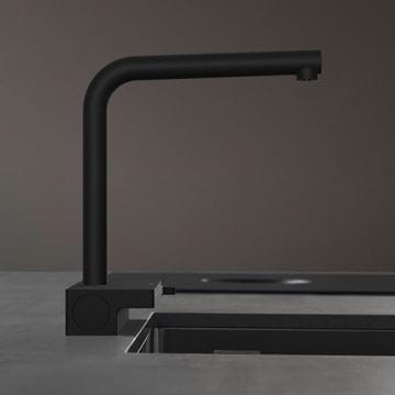 HANSGROHE AQUNO SELECT M81 dřezová baterie, s vytahovací koncovkou a plochou sprškou, matná černá 73836670 Obrázek - fotka