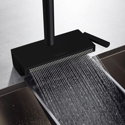 HANSGROHE AQUNO SELECT M81 dřezová baterie, s vytahovací koncovkou a plochou sprškou, matná černá 73836670 Obrázek - fotka