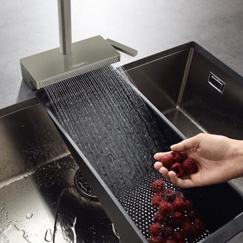 HANSGROHE AQUNO SELECT M81 dřezová baterie, s vytahovací koncovkou a plochou sprškou, nerez 73836800 Obrázek - fotka