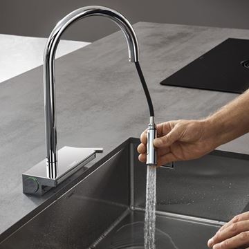 HANSGROHE AQUNO SELECT M81 dřezová baterie, s vytahovací sprškou a plochým sprchovým proudem, chrom 73837000 Obrázek - fotka