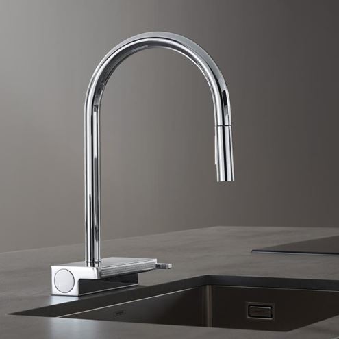 HANSGROHE AQUNO SELECT M81 dřezová baterie, s vytahovací sprškou a plochým sprchovým proudem, chrom 73837000 Obrázek - fotka