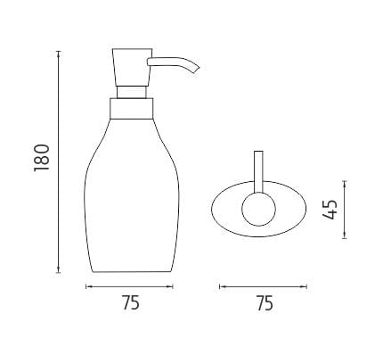 NIMCO AVA dávkovač tekutého mýdla 280 ml, polyresin, chrom/bílá AV 15031-05 Technický nákres