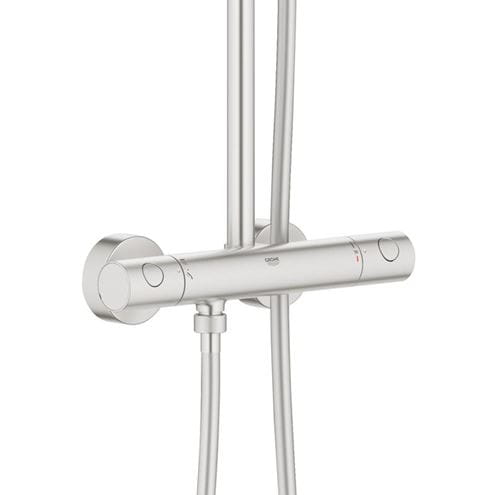 GROHE EUPHORIA SYSTEM 310 sprchový set s termostatickou baterií, horní sprcha, ruční sprcha se 3 proudy, tyč, hadice, supersteel 26075DC0 Obrázek - fotka
