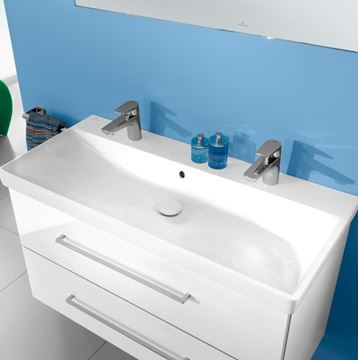VILLEROY & BOCH AVENTO umyvadlo 100 cm, se 2 otvory pro baterie a přepadem, CeramicPlus, alpská bílá 4156A4R1 Obrázek - fotka