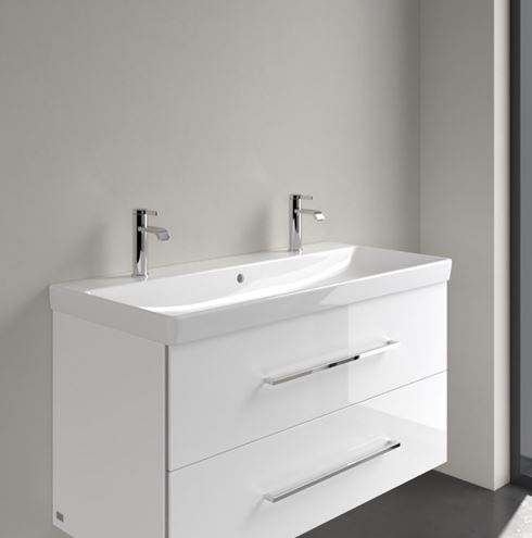 VILLEROY & BOCH AVENTO umyvadlo 100 cm, se 2 otvory pro baterie a přepadem, CeramicPlus, alpská bílá 4156A4R1 Obrázek - fotka