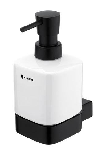 NIMCO KIBO dávkovač tekutého mýdla 320 ml, nástěnný, keramika, černá/bílá Ki-14031K-T-90 Obrázek - Hlavní obrázek