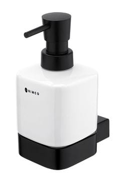 NIMCO KIBO dávkovač tekutého mýdla 320 ml, nástěnný, keramika, černá/bílá
