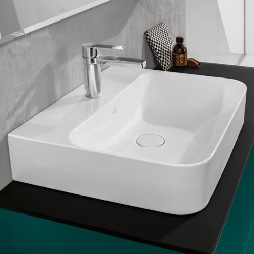 VILLEROY & BOCH FINION umyvadlo na desku 60 cm, s otvorem pro baterii, bez přepadu, CeramicPlus, alpská bílá 41686LR1 Obrázek - fotka