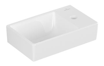 VILLEROY & BOCH AVENTO umývátko 36 cm, s otvorem pro baterii vpravo, bez přepadu, alpská bílá