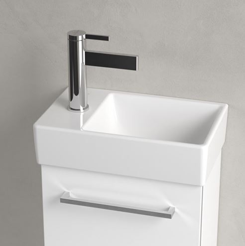 VILLEROY & BOCH AVENTO umývátko 36 cm, s otvorem pro baterii vlevo, bez přepadu, alpská bílá 43003R01 Obrázek - fotka