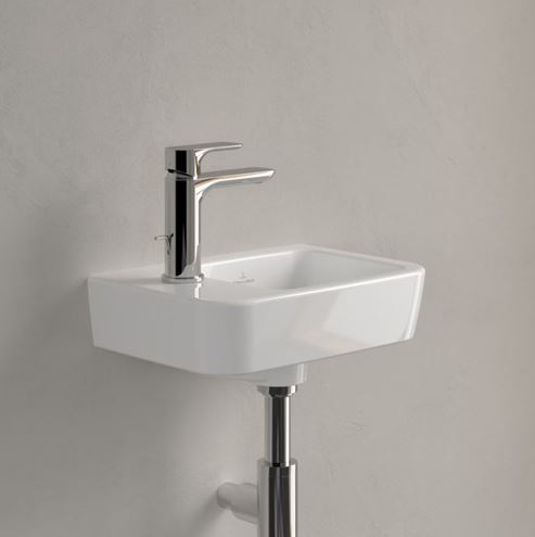 VILLEROY & BOCH O.NOVO COMPACT umývátko 36 cm, s otvorem pro baterii vlevo a přepadem, alpská bílá 43423601 Obrázek - fotka